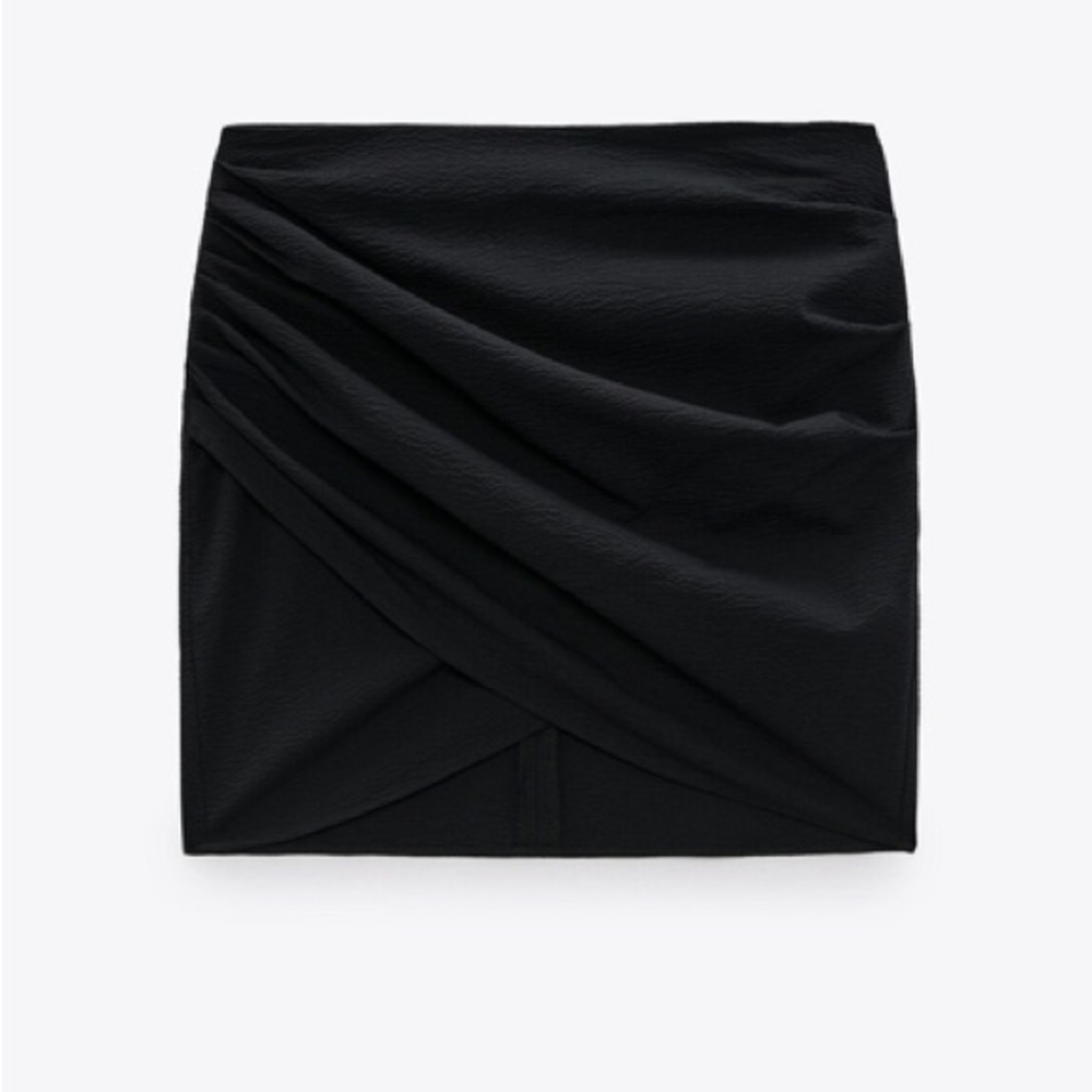 𝅺ZARA Draped Wrapped Black Mini Skirt Size Medium NWT - Picture 5 of 11